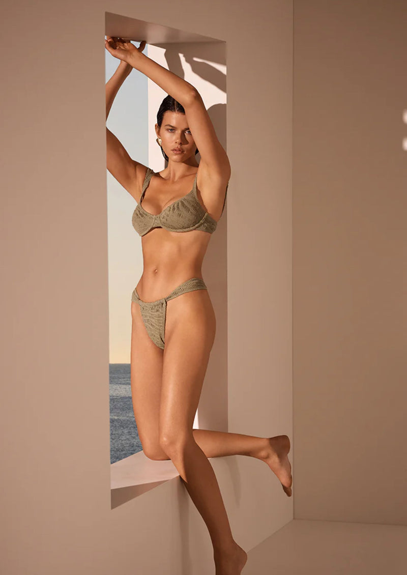 Georgia Balconette Bikini Top in Sage Tiger