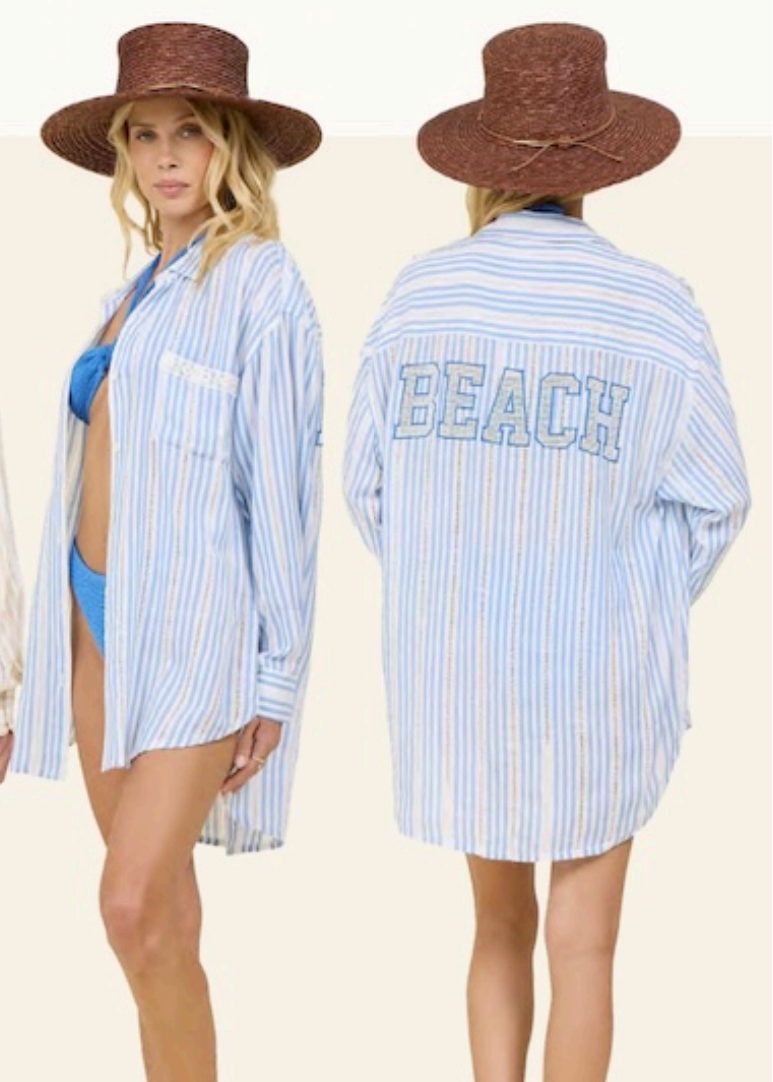 Beach Striped Shirt-Surf Gypsy-OutDazl