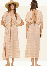 Lurex Stripe Mesh Maxi Kaftan-Surf Gypsy-OutDazl