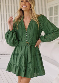 Embroidered Pine Jayde Mini Dress