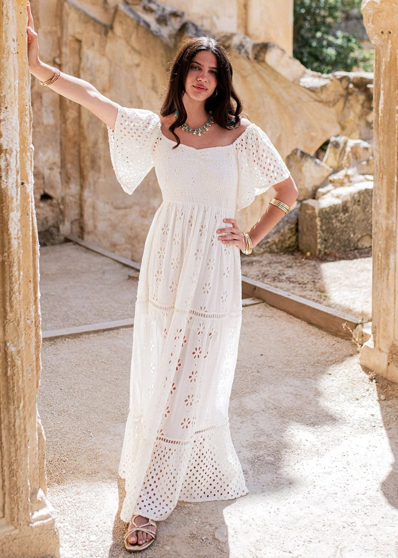 Long Sleeve Broderie Anglaise Dresses White Broderie Anglaise Maxi Dress   Liquorish Online