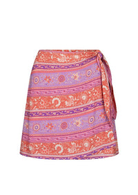 Sunshine Bandit Wrap Mini Skirt Cayenne