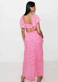 Pink Maxi Embroidered Dress Vienna