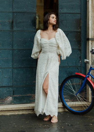 strapless open back dress White Cotton Eyelet Dress – Justine Studio main image 0