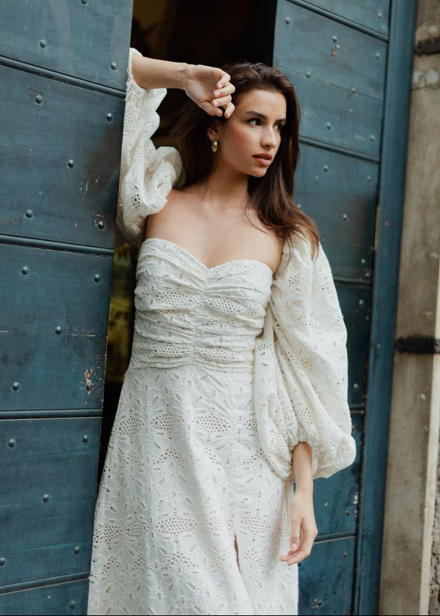 White Maxi Eyelet Dress Violette-Sundress-OutDazl