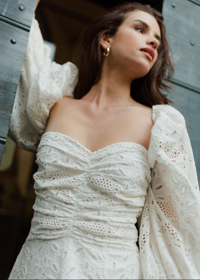 White Maxi Eyelet Dress Violette-Sundress-OutDazl