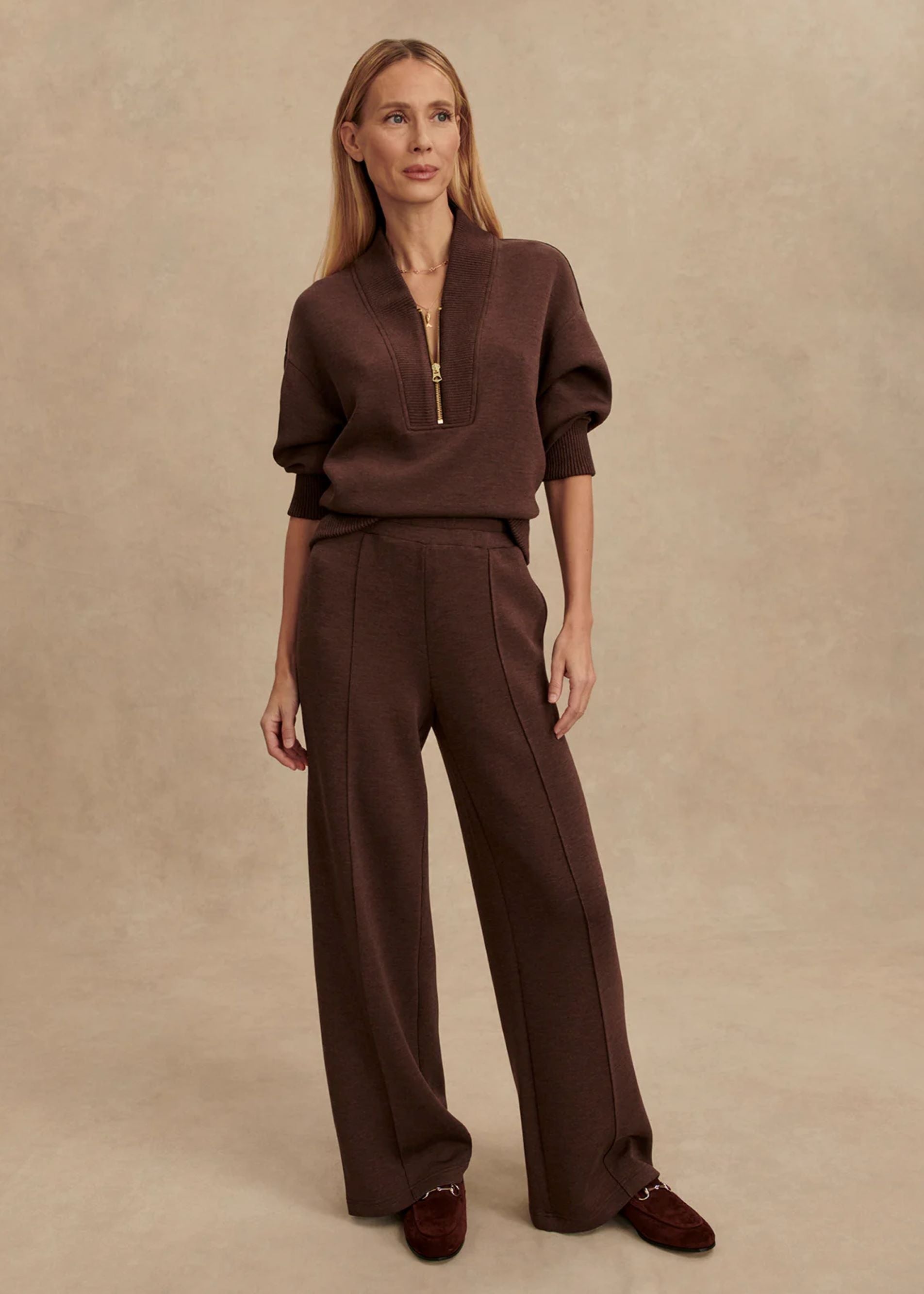 The Wide Leg Pant 28" in Coffee Bean Marl