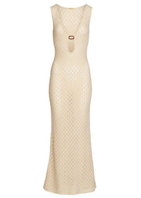 Natural Maxi Crochet Dress Abaco