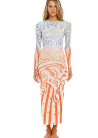 Agua Bendita - Robin Maxi Mesh Printed Dress - OutDazl