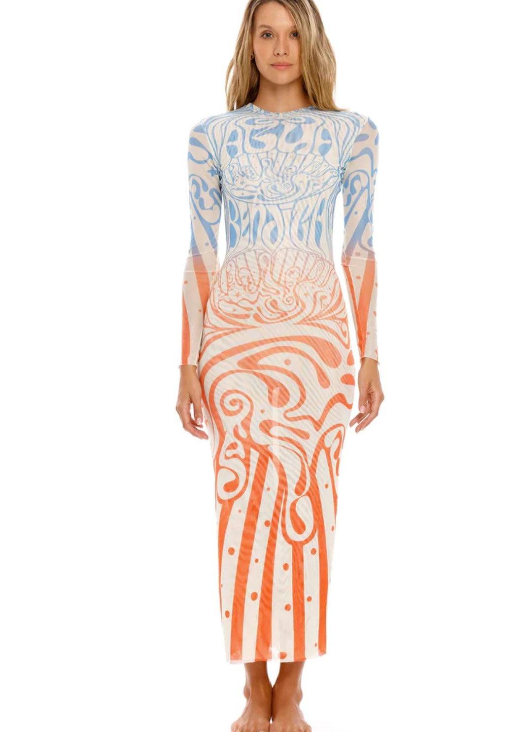 Agua Bendita - Robin Maxi Mesh Printed Dress - OutDazl