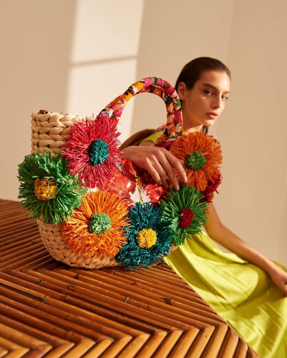 Luxury Designer Straw Handbag Tote Global Chic Resort Bag》Red
