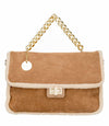 ALEX MAX - Crossbody Suedette Bag with Shearling Trim - OutDazl