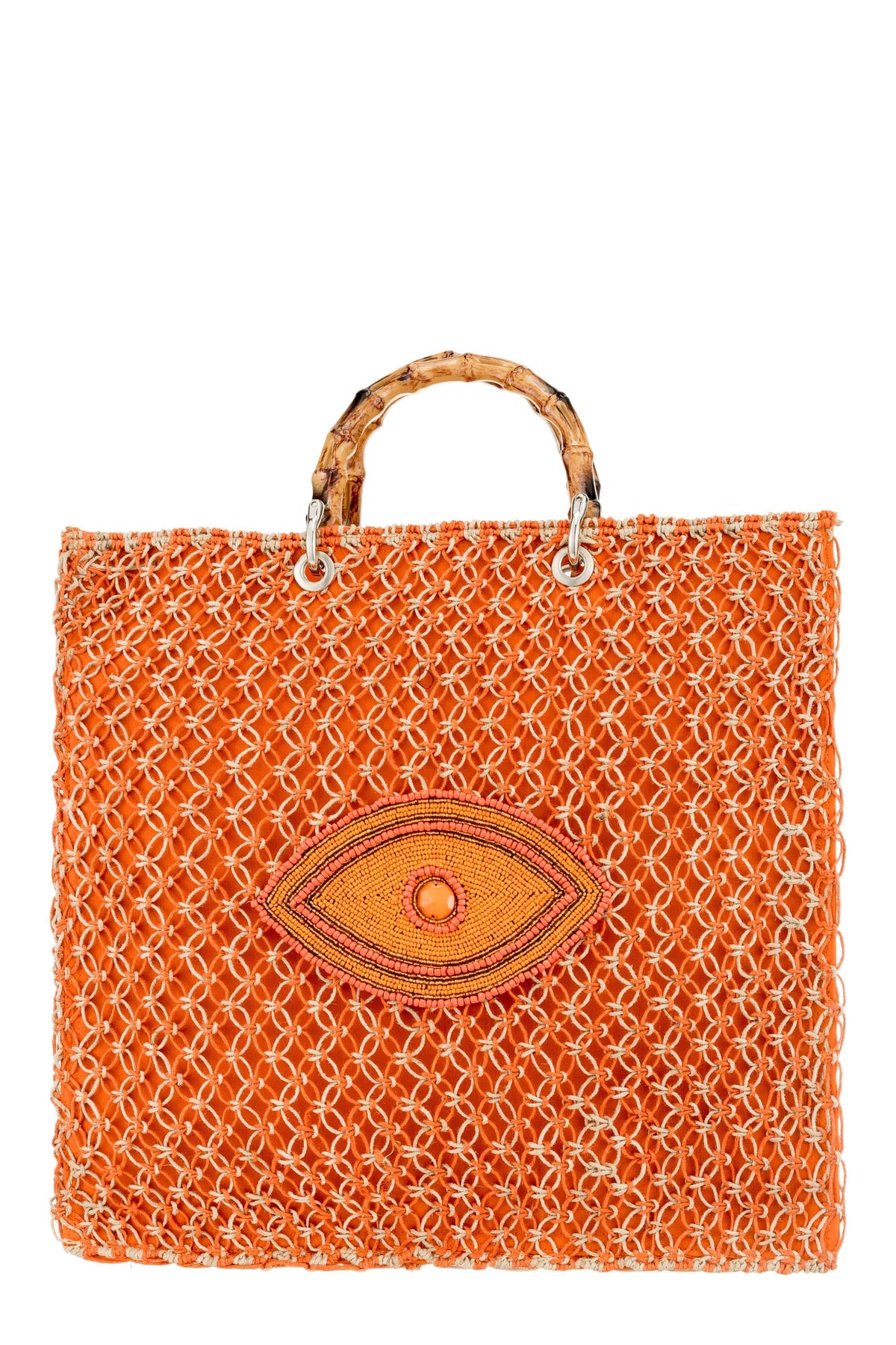 ALEX MAX - Embellished Eye Large Tote Bag in Orange - OutDazl