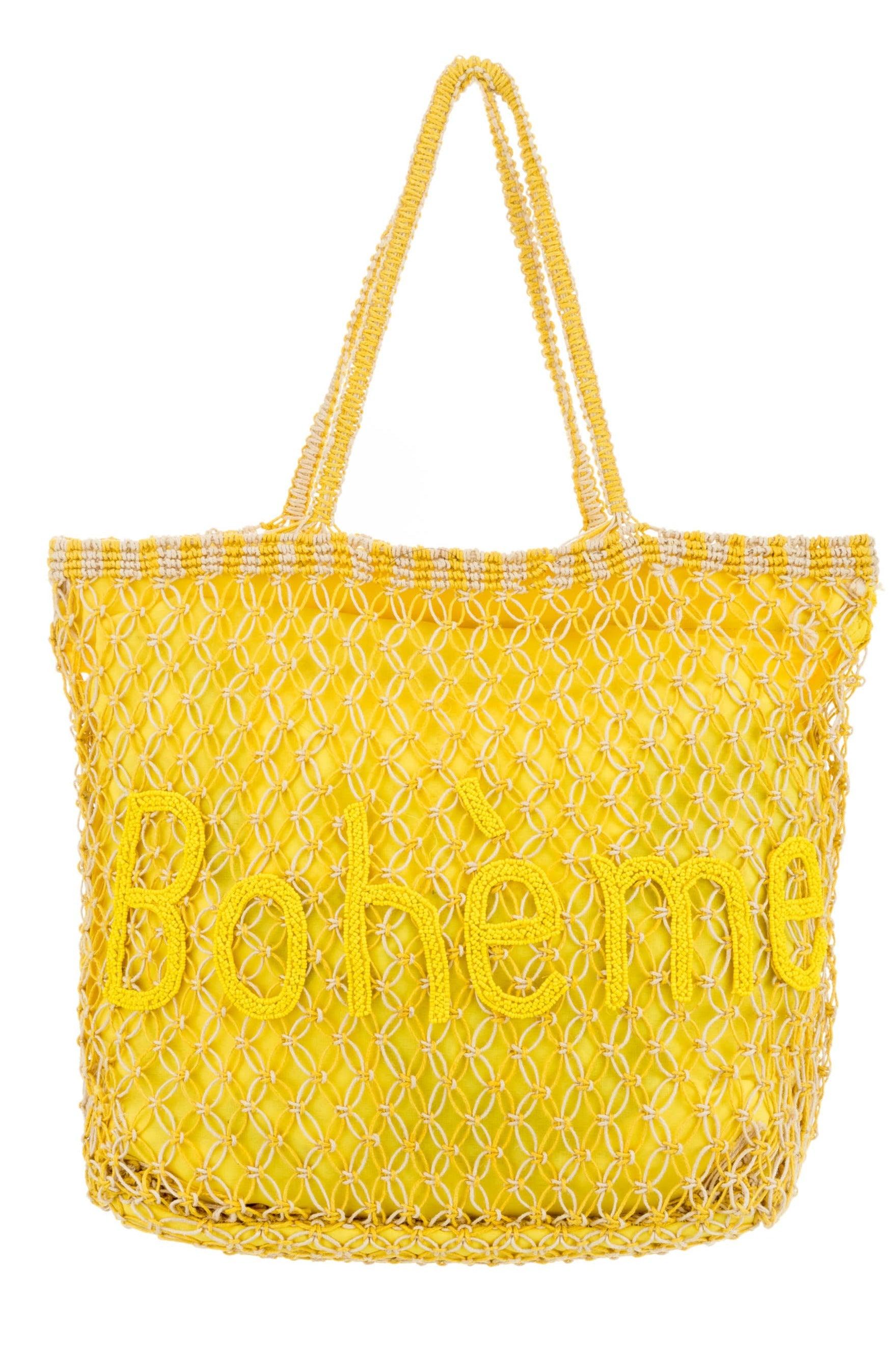 ALEX MAX - Embroidered Large Tote Bag in Yellow - OutDazl
