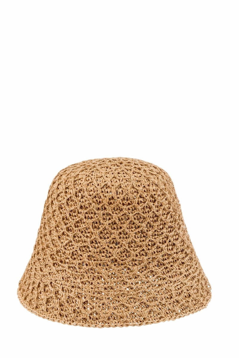 ALEX MAX - Fez shaped Camel coloured hat with lattice weave - OutDazl