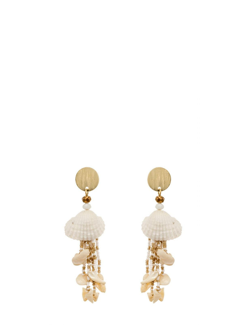 ALEX MAX - Layered Gold seashell drop earrings - OutDazl