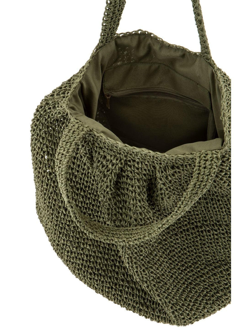 ALEX MAX - Raffia Collapsible Tote in Military - OutDazl