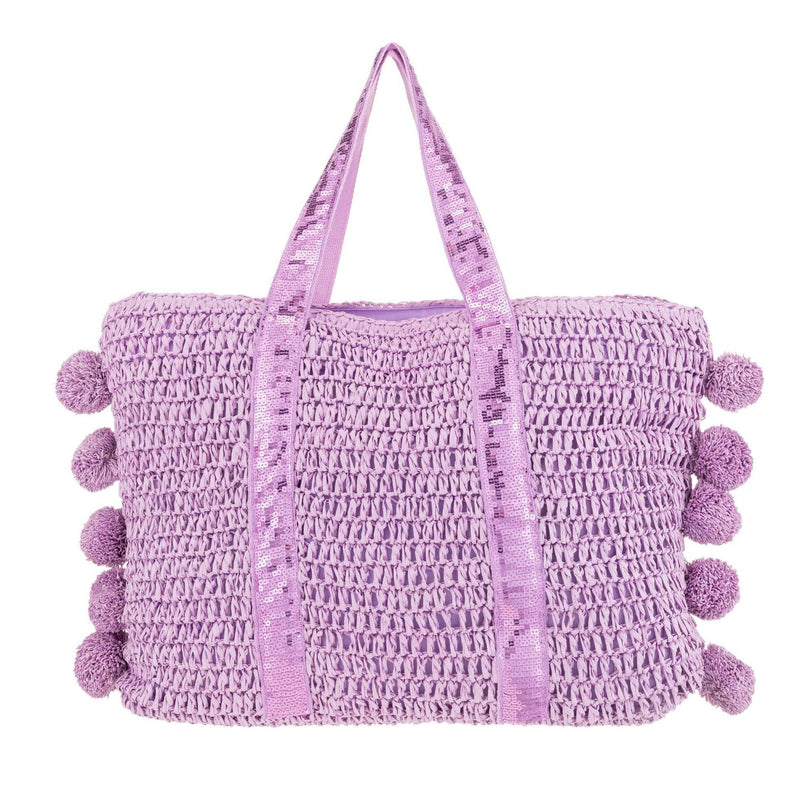 ALEX MAX - Raffia Weave Bag with Pompoms- Colors - OutDazl