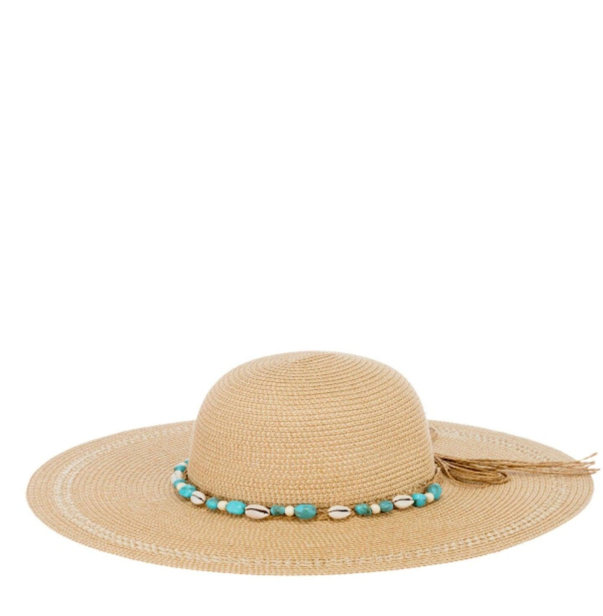 ALEX MAX - Straw Hat with Shell Bead Detail - OutDazl