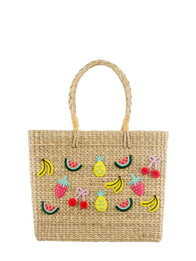 ALEX MAX - Straw Rectangle bag adorned with Fruit Embroidery - OutDazl