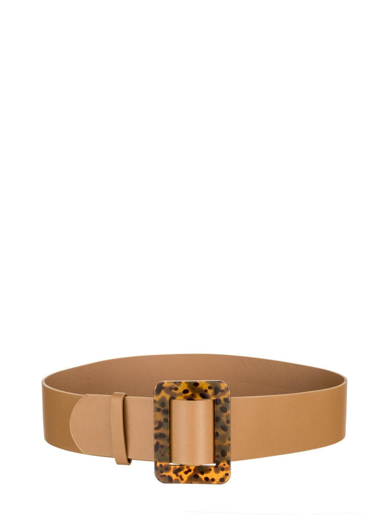 ALEX MAX - Tan belt with Square Tortoise Buckle - OutDazl