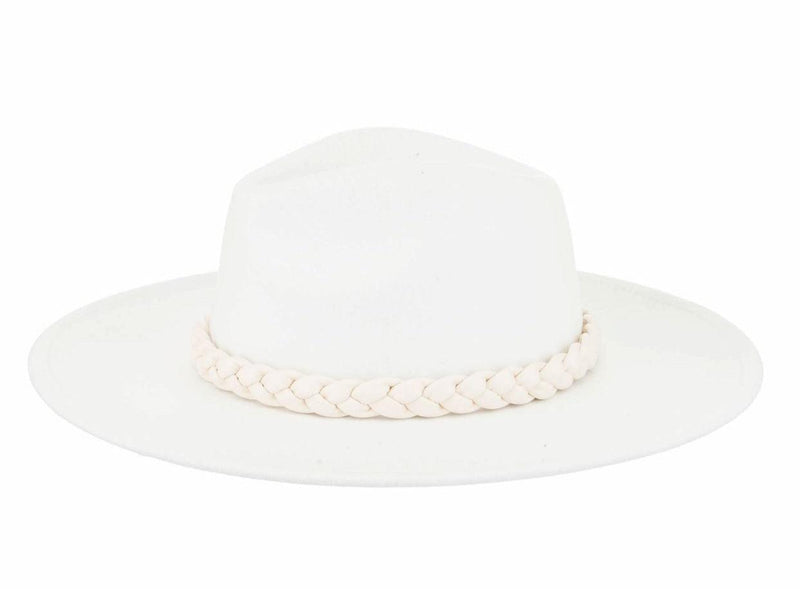 ALEX MAX - White Hat with braided trim - OutDazl