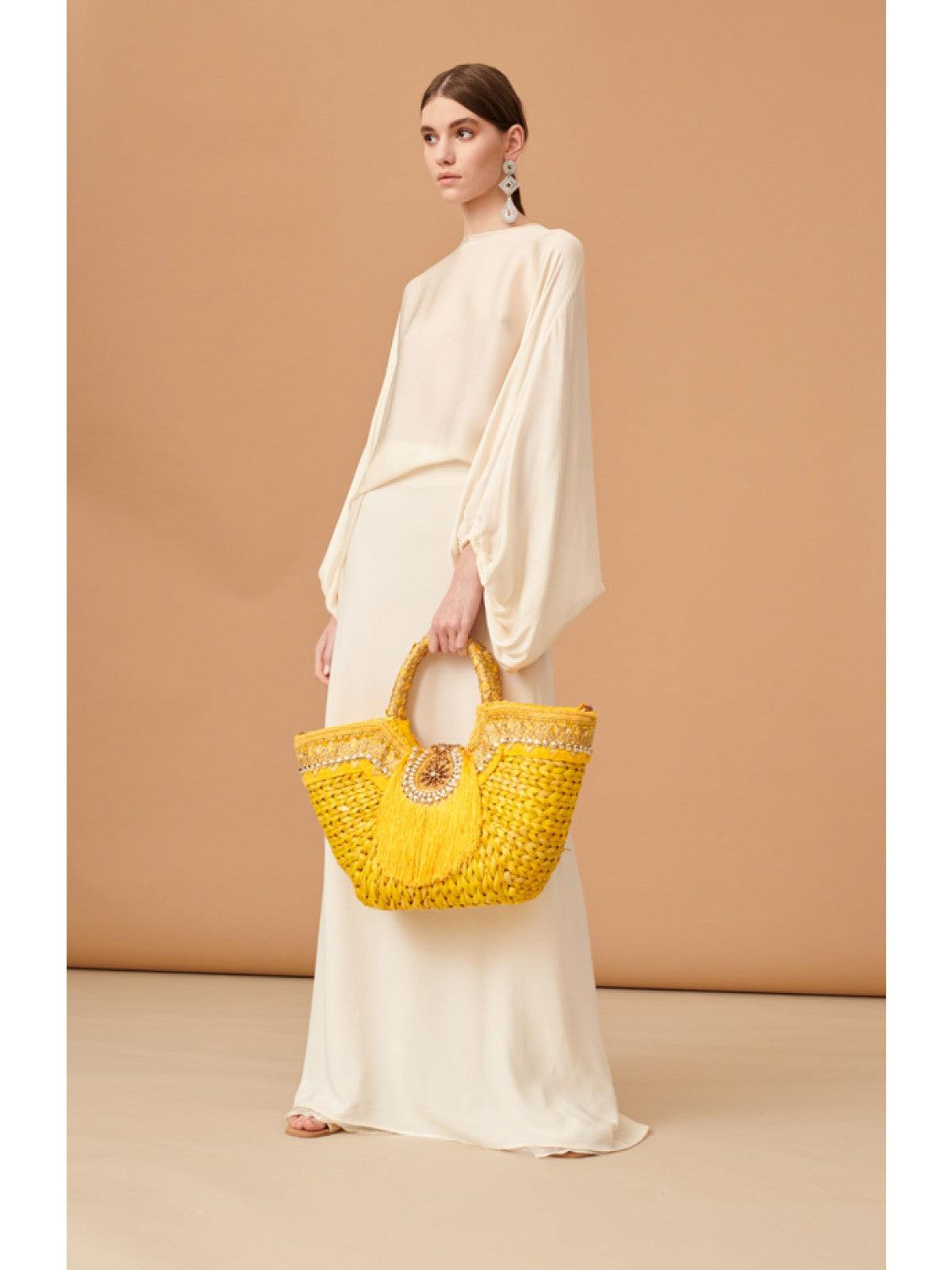 Yellow discount straw purse