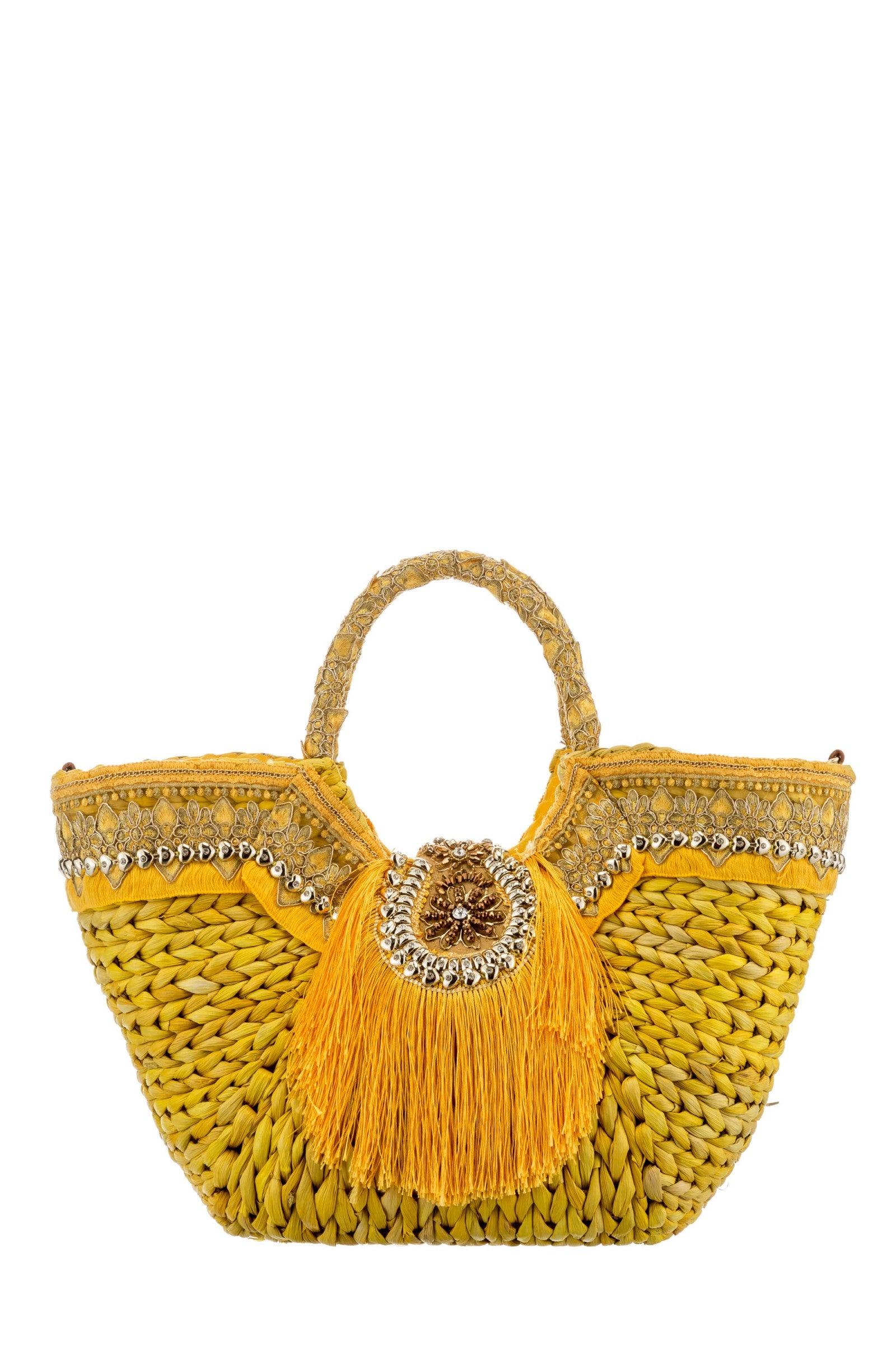 Elena Handbags Large Straw Tote Bag with Tassels