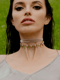Almarow - Gigi Peridot Choker in Sand Velvet - OutDazl