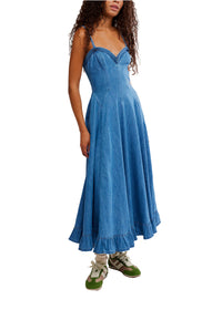 Another Season Denim Midi Dress-Free People-OutDazl