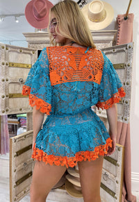 Antica Sartoria - Antica Lace Kaftan Dress Amalia in Turquoise - OutDazl