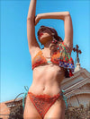Antica Sartoria - Antica Triangle Bikini Set in Turquoise & Coral - OutDazl
