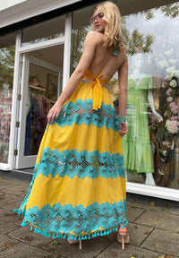 Antica Sartoria - Halter Neck Maxi Dress Capri in Yellow - OutDazl