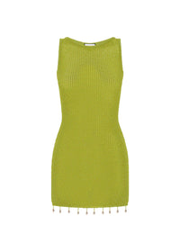 Ariya Mini Dress in Lime Metallic