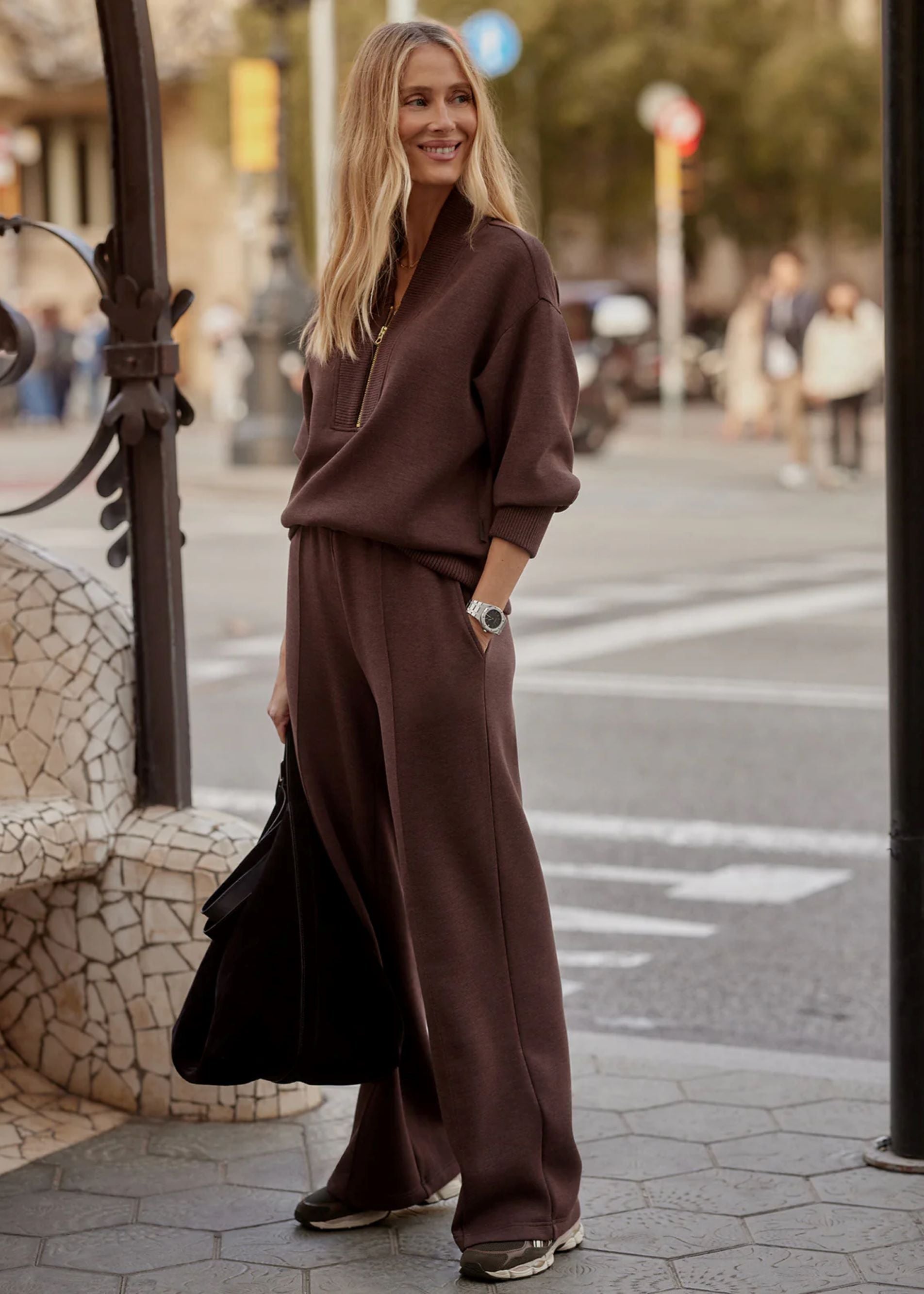 The Wide Leg Pant 28" in Coffee Bean Marl