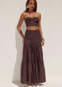 Top and Skirt Co-ord Ayla in Chocolate and Lemon Polka