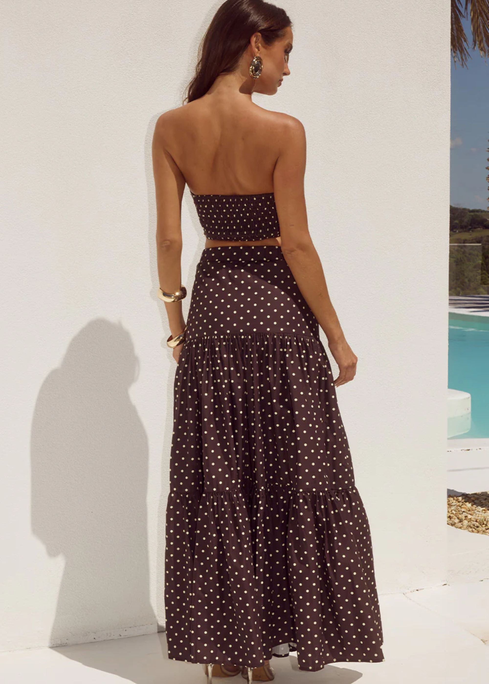 Top and Skirt Co-ord Ayla in Chocolate and Lemon Polka