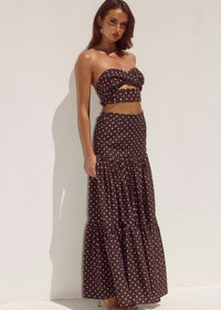 Top and Skirt Co-ord Ayla in Chocolate and Lemon Polka