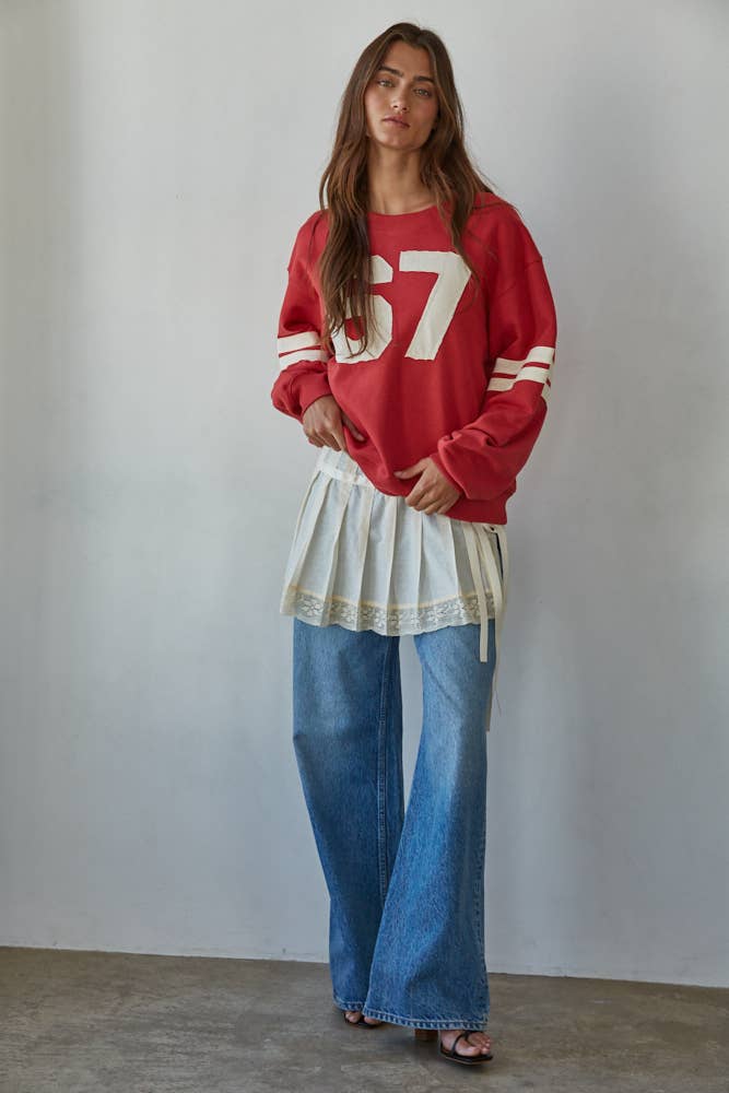 Cotton French Terry Crew Neck Pullover