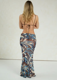 Mesh Skirt Lucia in Blue Print