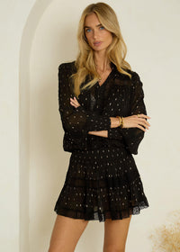 Lace Trimmed Mini Dress Moncur in Black Lurex