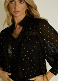 Lace Trimmed Mini Dress Moncur in Black Lurex