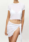 Bahabini - White Short Sleeved Mesh T-shirt - OutDazl