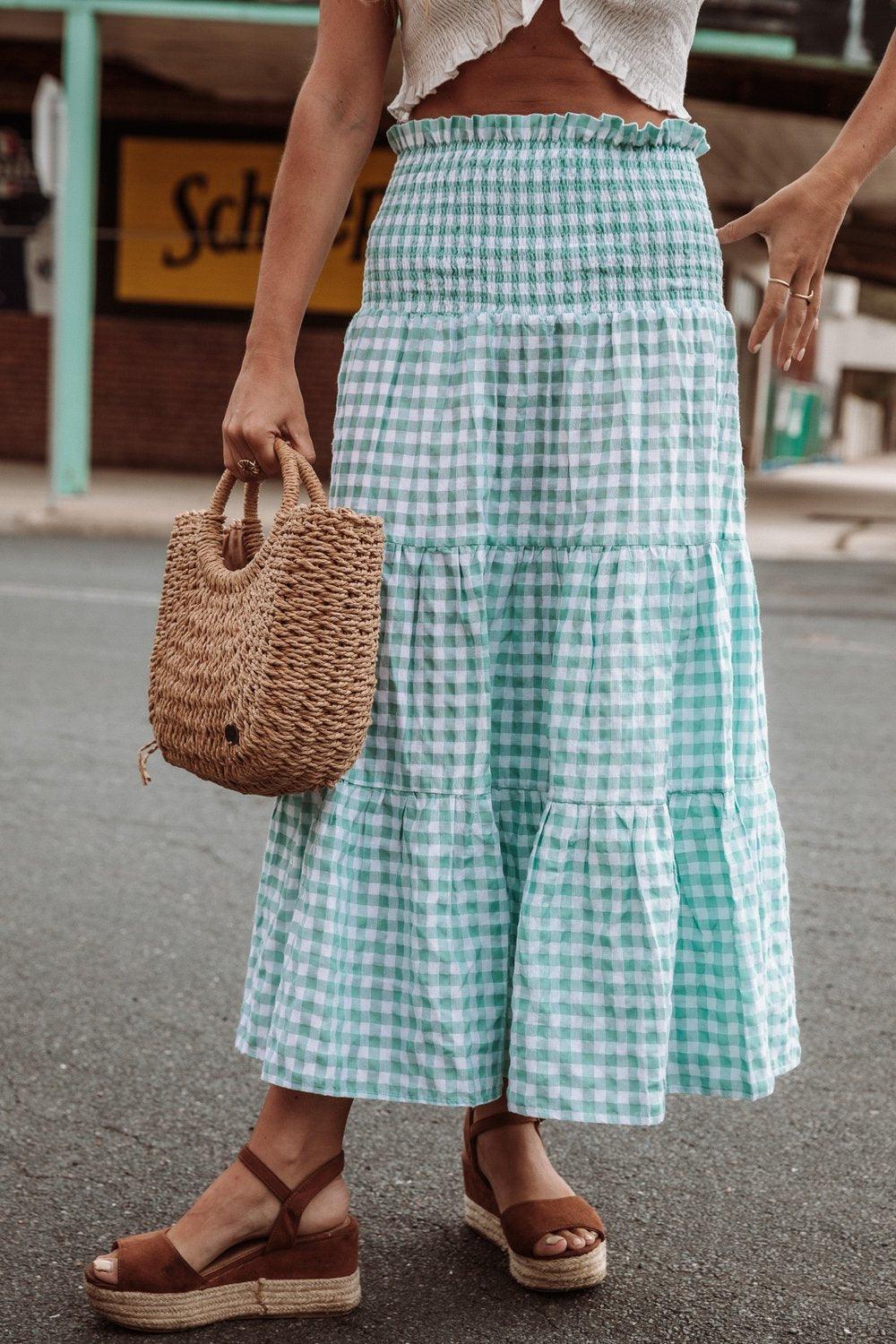 Barefoot Blonde - Bahamas Skirt / Dress in Mint Gingham - OutDazl