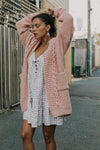 Barefoot Blonde - Cable Knit Cardigan Mimi in Blush - OutDazl