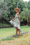 Barefoot Blonde - Eva Bandeau High Low dress in Olive - OutDazl