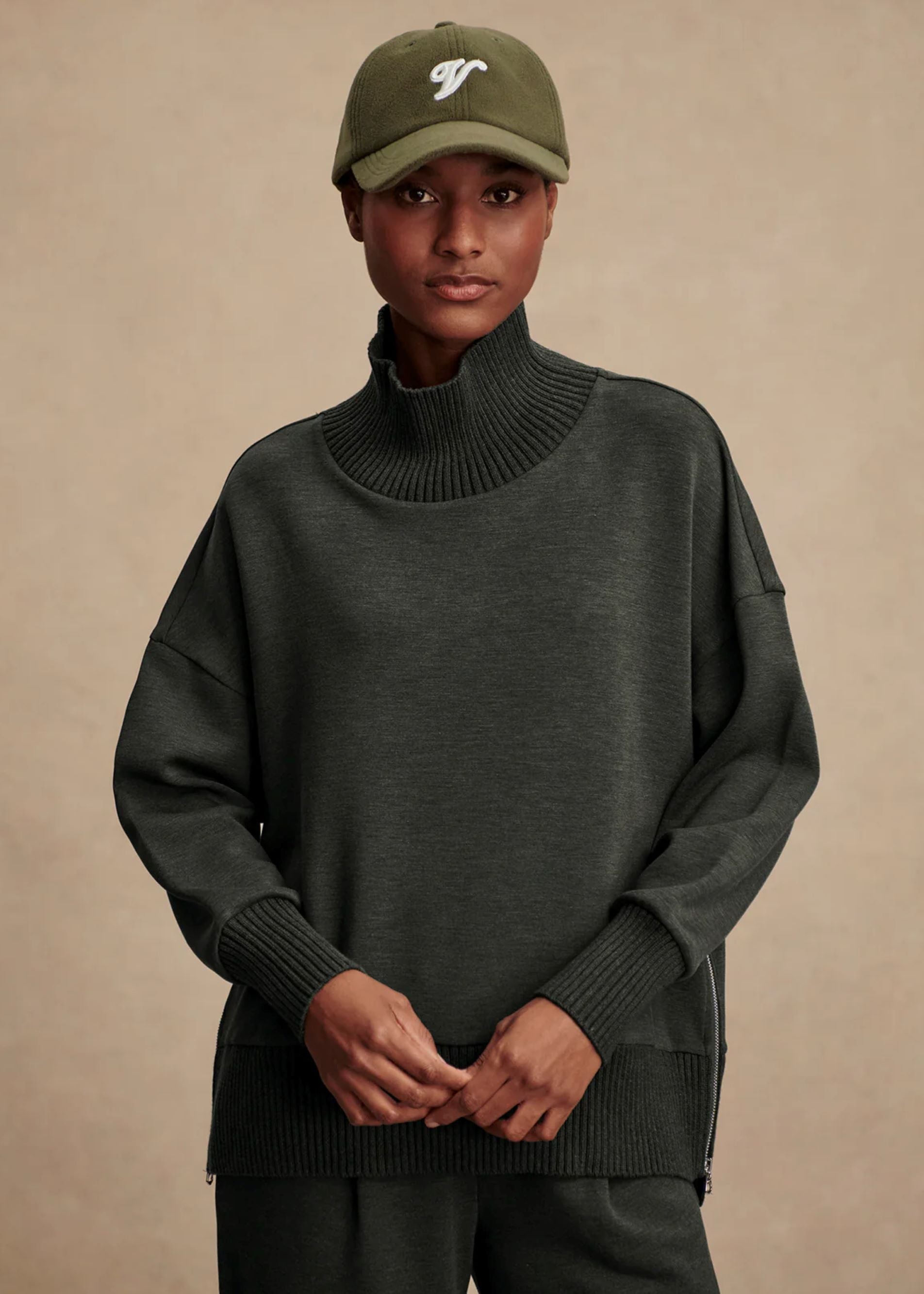 Barker High Neck Sweat Olive Marl