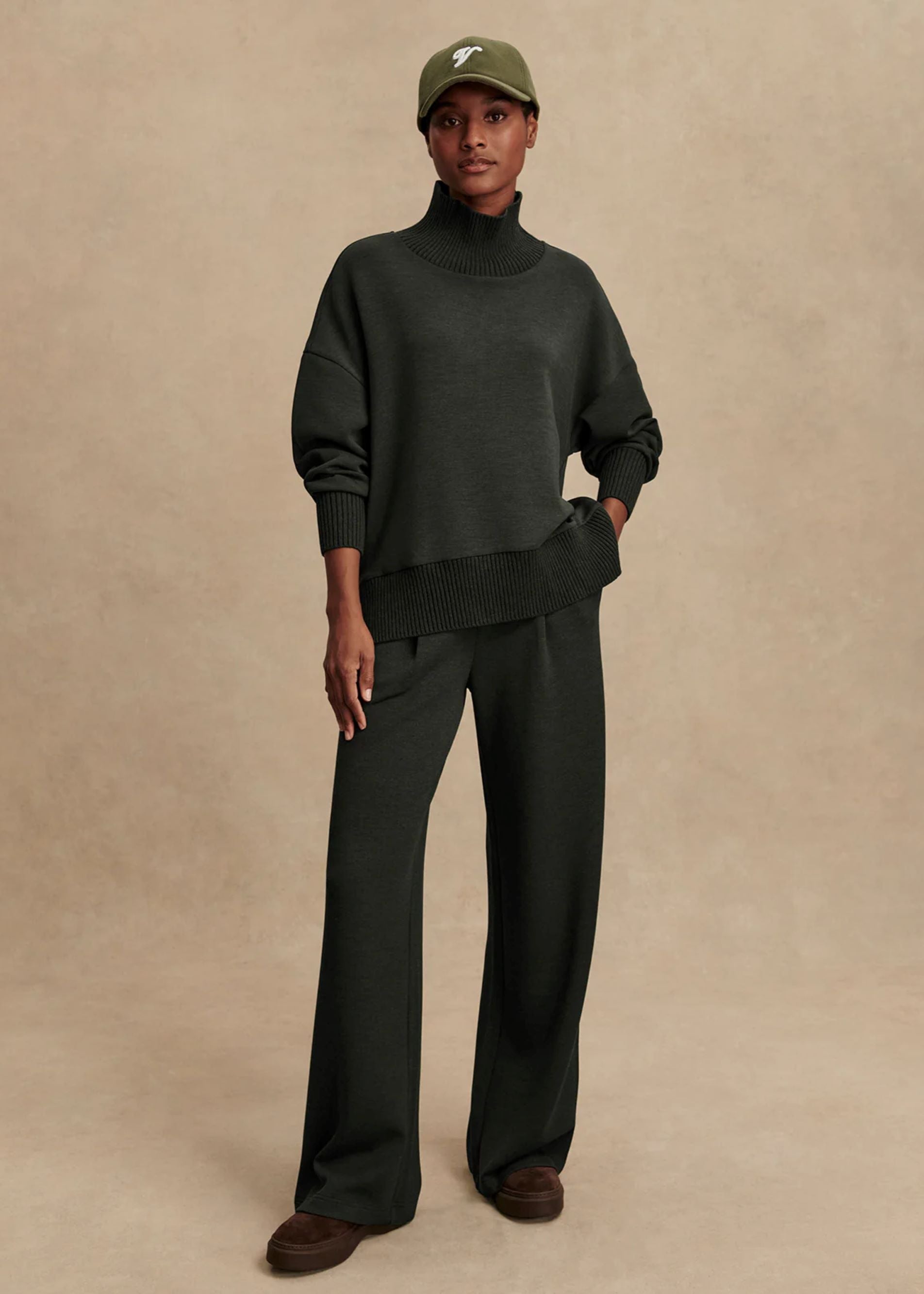 Barker High Neck Sweat Olive Marl