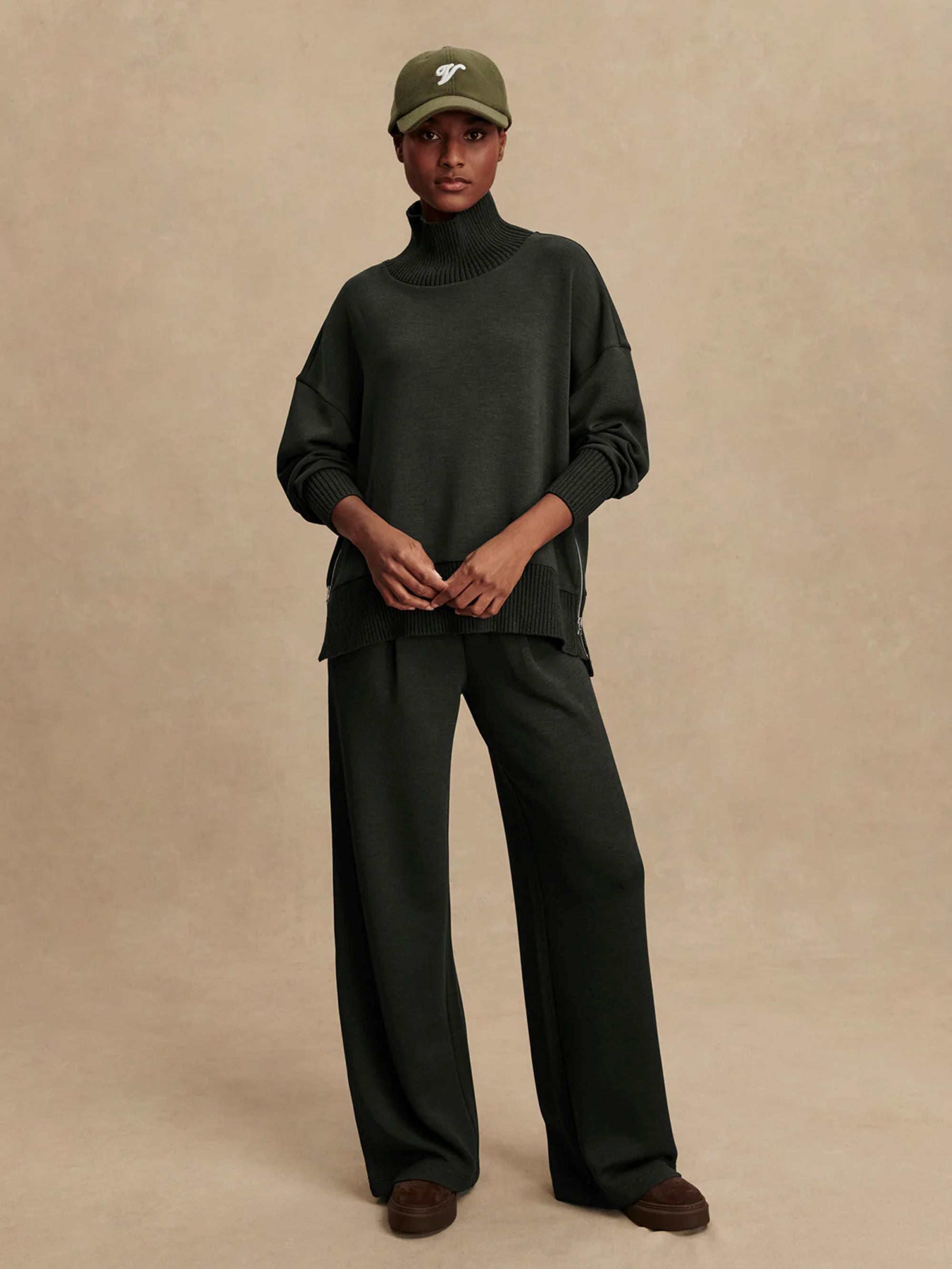 Barker High Neck Sweat Olive Marl