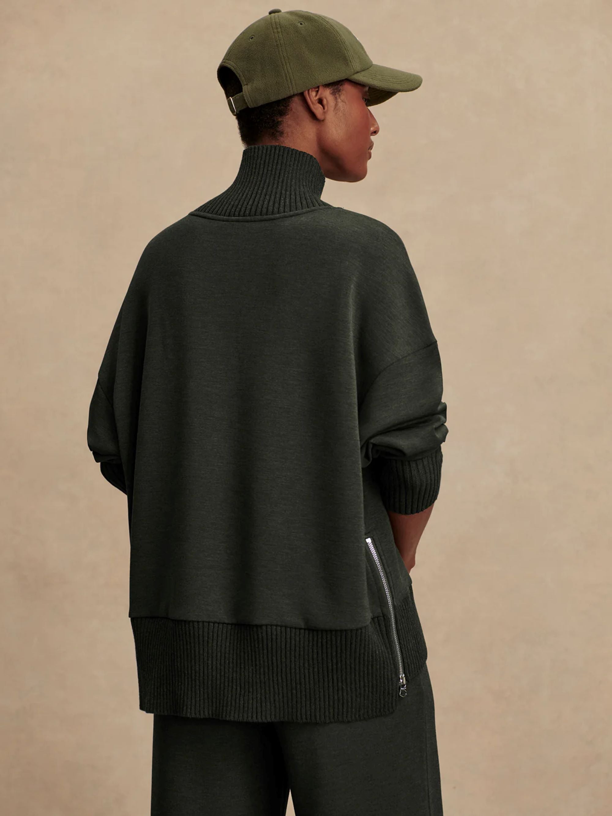 Barker High Neck Sweat Olive Marl